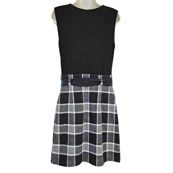 THEORY Loraine Virgin wool Angora Blend Sleeveless Plaid Skirt Dress - Picture 3 of 11
